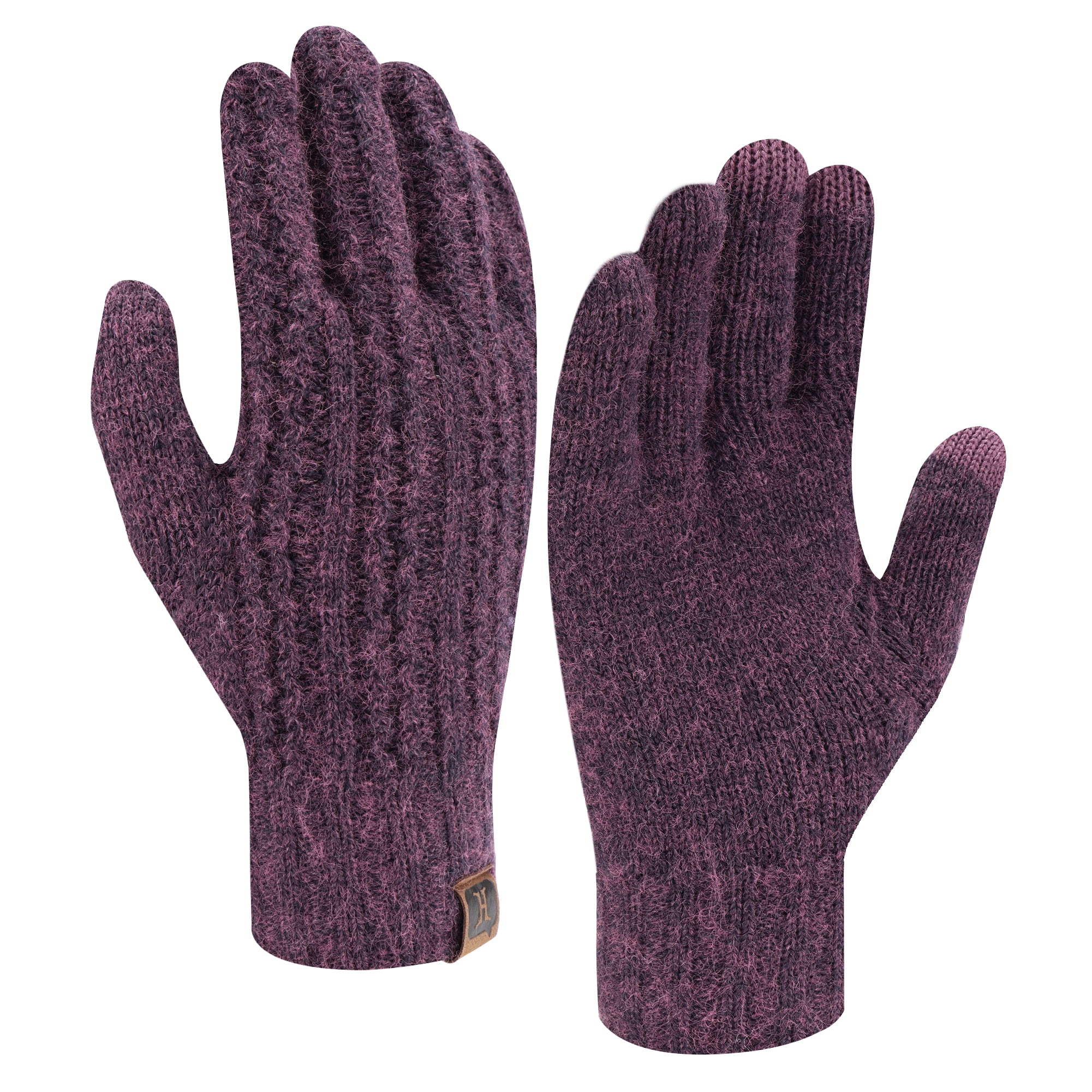 Cozy Wool Cable Knit Gloves Women Windproof Double Layer Winter Thicken  Warm Fleece Lining Mittens with String, Red, One Size : :  Fashion