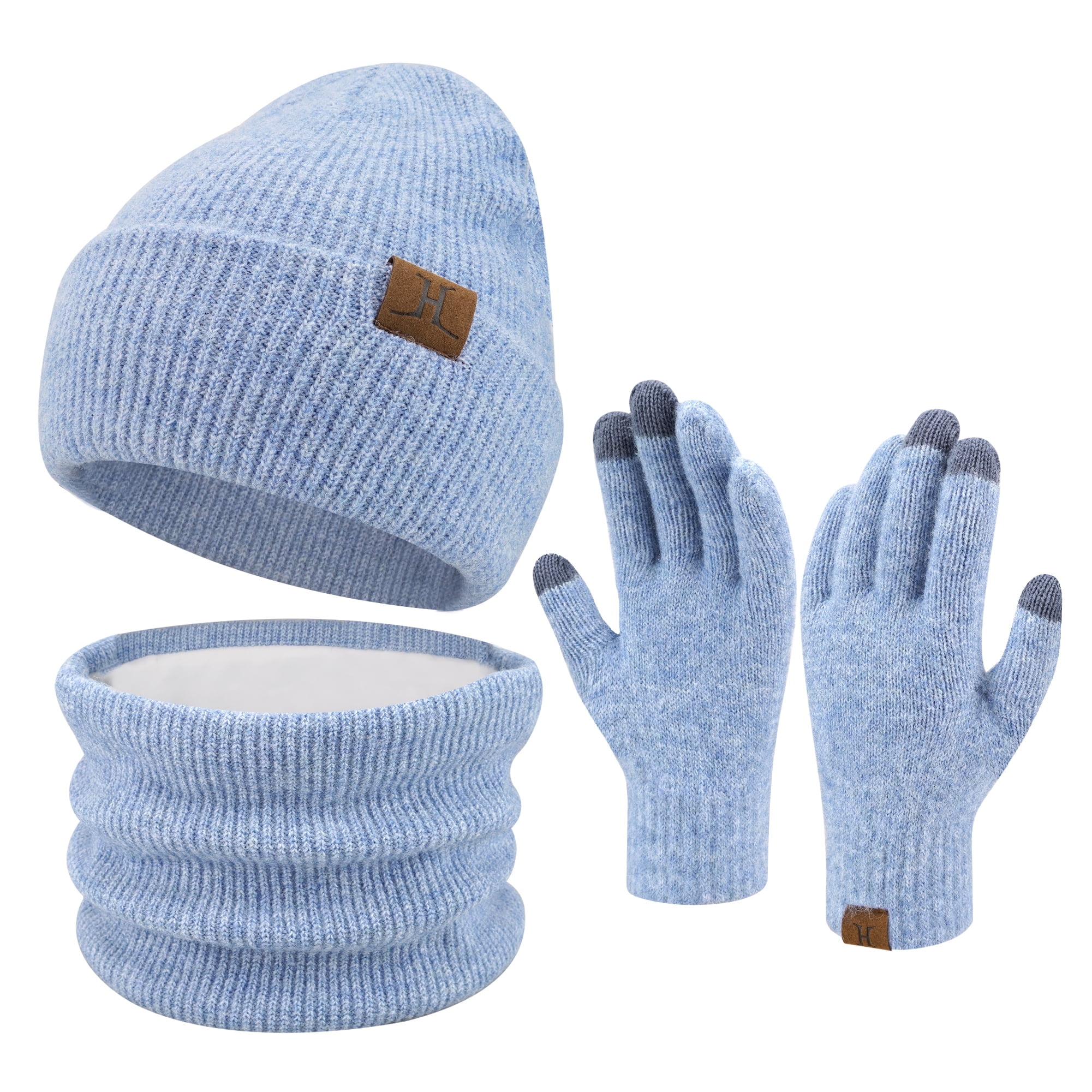 Winter Hat Scarf Gloves Set For Men & Women - Fleece Lined, Touchscreen Gloves, Skull Cap Beanie 1 thumbnail image