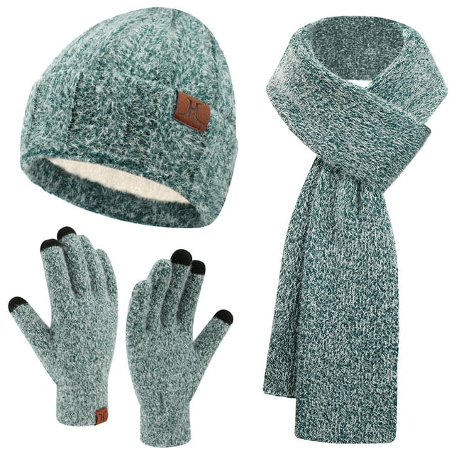 Fantastic Zone Womens Winter Warm Knit Beanie Hat Touchscreen Gloves ...