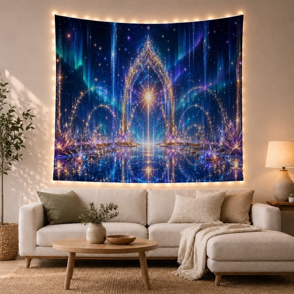 Fantastical Dominated by With Deep Blue Purple Tones, Mystical Fantasy for Space Lovers, Galaxy Room Decor, Housewarming Gift, Tapestry Wall Hanging for Bedroom and Dorm