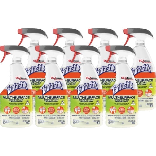 Fantastik Multi-Surface Disinfectant Degreaser, Herbal, 32 oz Spray Bottle, 8/Carton, Each