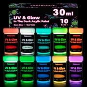 Fantastory 10 Colors Glow in the Dark Paint, 30ml Glow Acrylic Craft Natural Paint