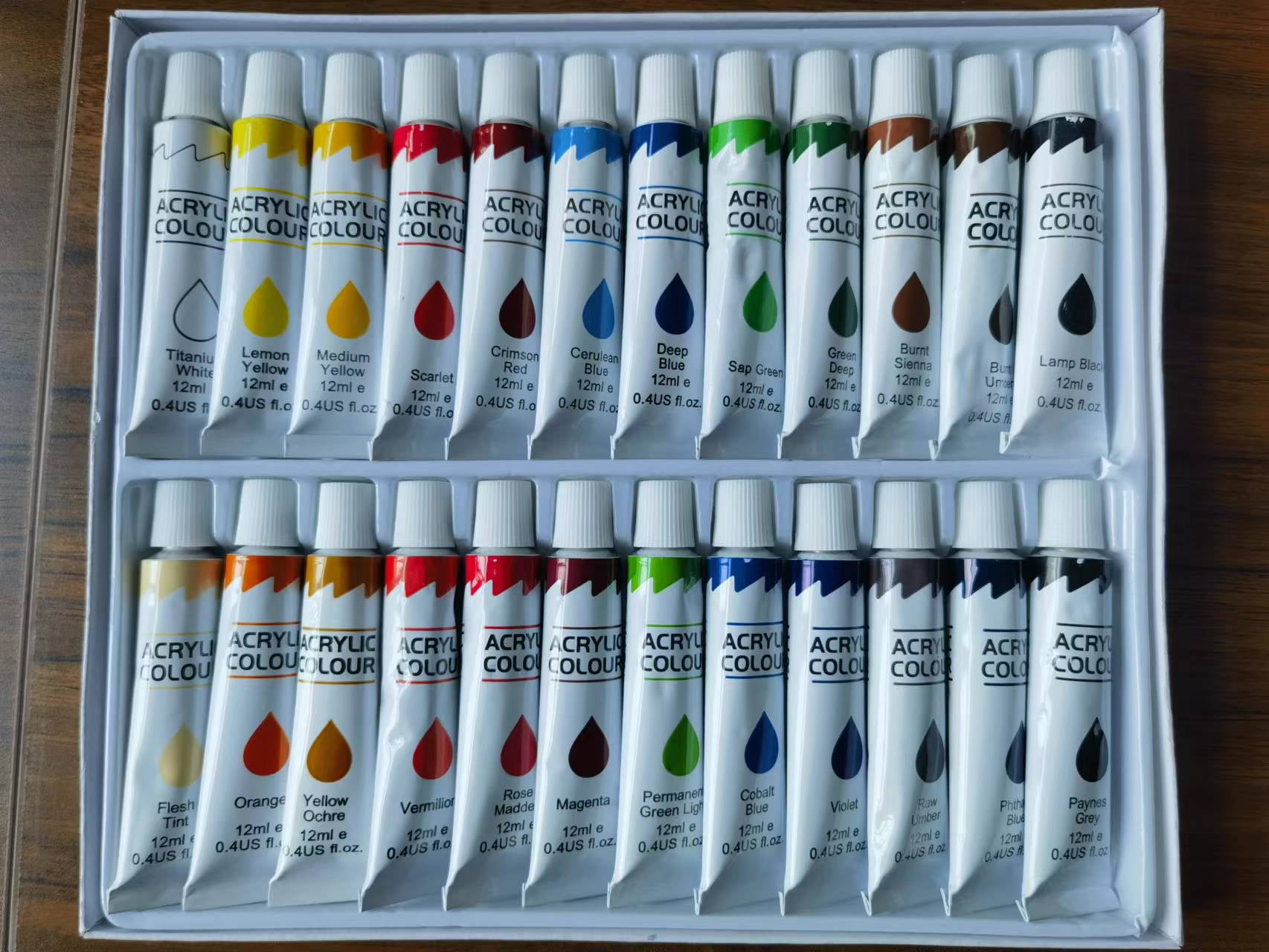 Fantastory fantastory acrylic paint set with 12 brushes, 24 colors
