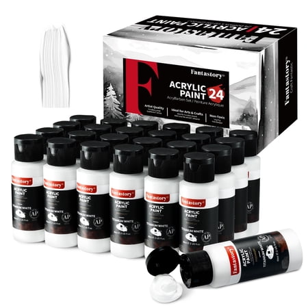 Fantastory 2 oz Acrylic Paint Set, White, 24 Count