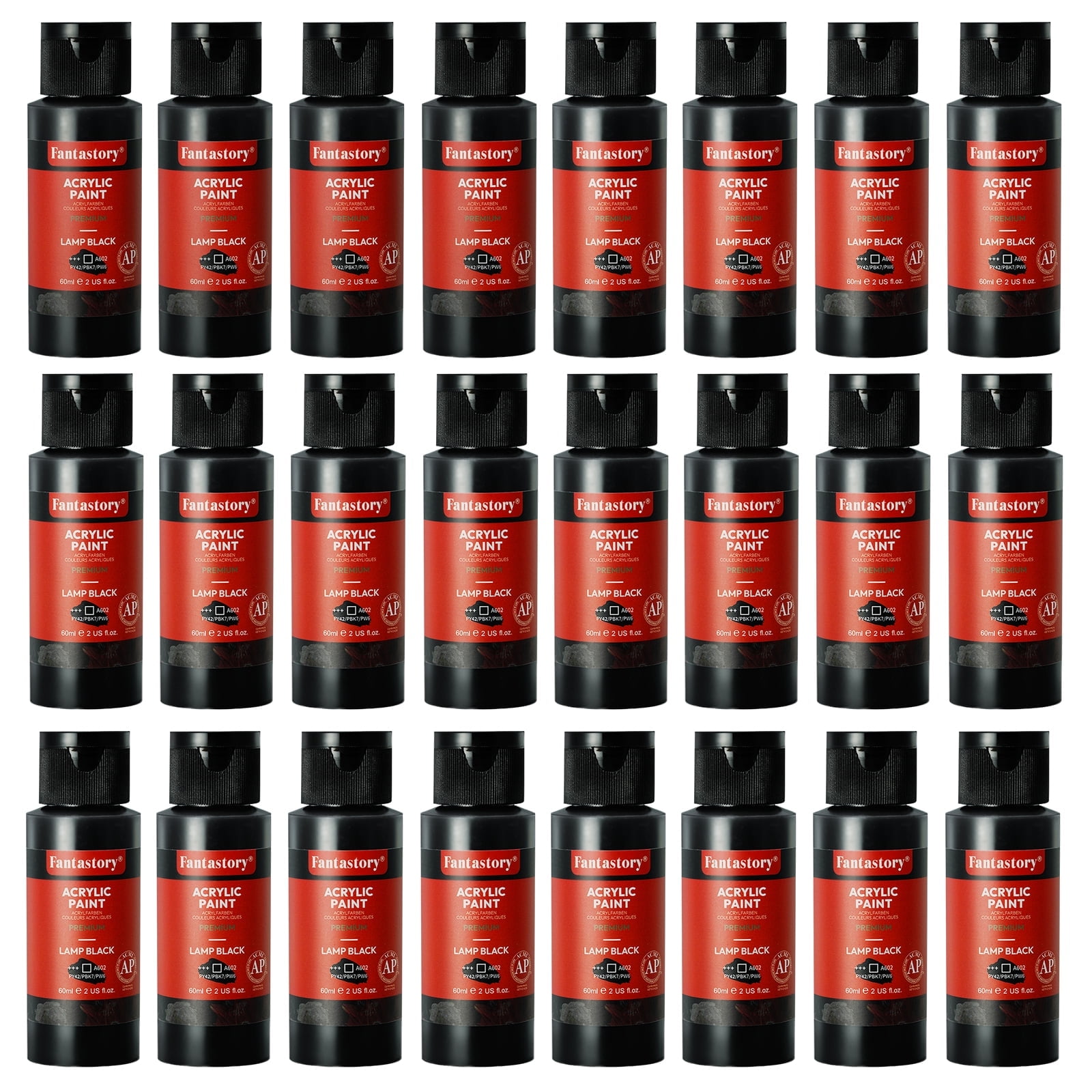 Fantastory 24Pcs Acrylic Paint Set in Basic Primer (2 oz), Black