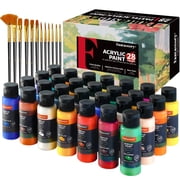 Fantastory (2oz /60ml) Acrylic Paint Set, 28 Colors with 12 Brushes Craft Paint Kit