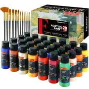 Fantastory (2oz /60ml) Acrylic Paint Set, 28 Colors with 12 Brushes Craft Paint Kit
