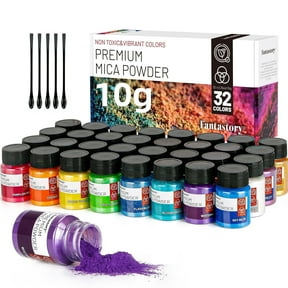 Fantastory Mica Powder for Epoxy Resin, 32 Colors Premium Pearlescent Pigment Art Set, 0.35oz/10g