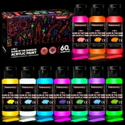 Fantastory 60ml/2oz Glow in The Dark Paint, 10 Tubes Fluorescent Colors Glow Acrylic Paints