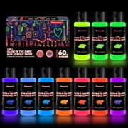Fantastory 60ml/2oz Glow in The Dark Paint, 10 Tubes Fluorescent Colors Glow Acrylic Paints