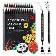 Fantastory Dual Tip Acrylic Paint Pen Markers, 26 Colors Premium Fine and Broad Tip Acrylic Pens