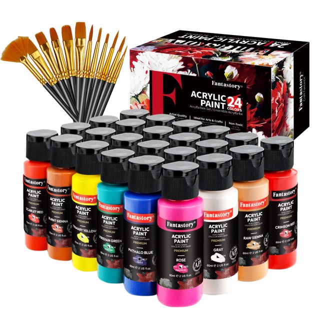 Fantastory Acrylic Paint Set, Art Supplies Kit for Adults & Kids 24