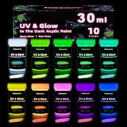 Fantastory Glow in The Dark Paint - 10 Extra Bright Colors 30 ml / 1 oz - Glow Paint,Halloween Decoration and Art Painting