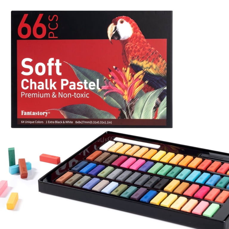 Fantastory Soft Chalk Pastels Set 66 Colors Including Black White