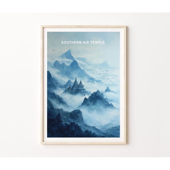 Fantasy Air Temple Mountain Wall Art Print, Whimsical Adventure Home ...