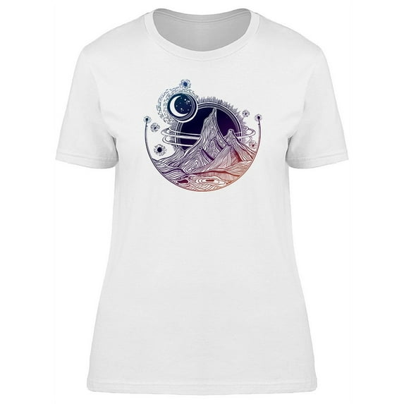 Fantasy Alien Mountains Stars T-Shirt Women -Image by Shutterstock, Female XX-Large
