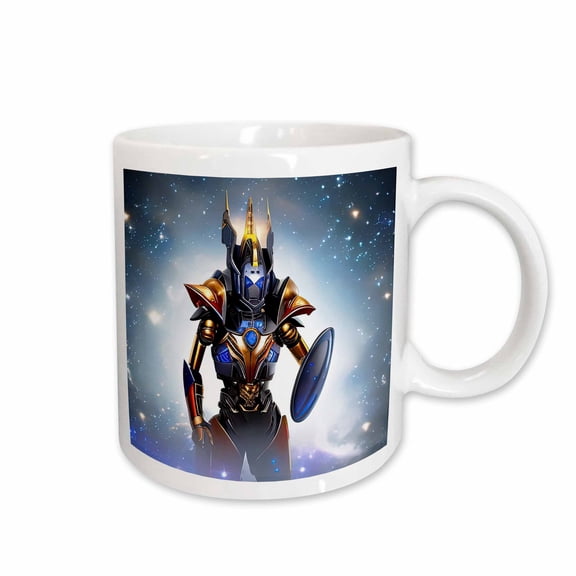 3drose, Fantasy Alien Robot with a Shield in His Left Arm. Digital Art Gift, 15oz Mug