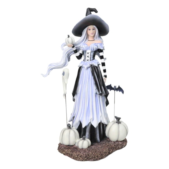 Fantasy Amy Brown Ghost Pumpkins Witch With Bat and Haunted Spirit Figurine