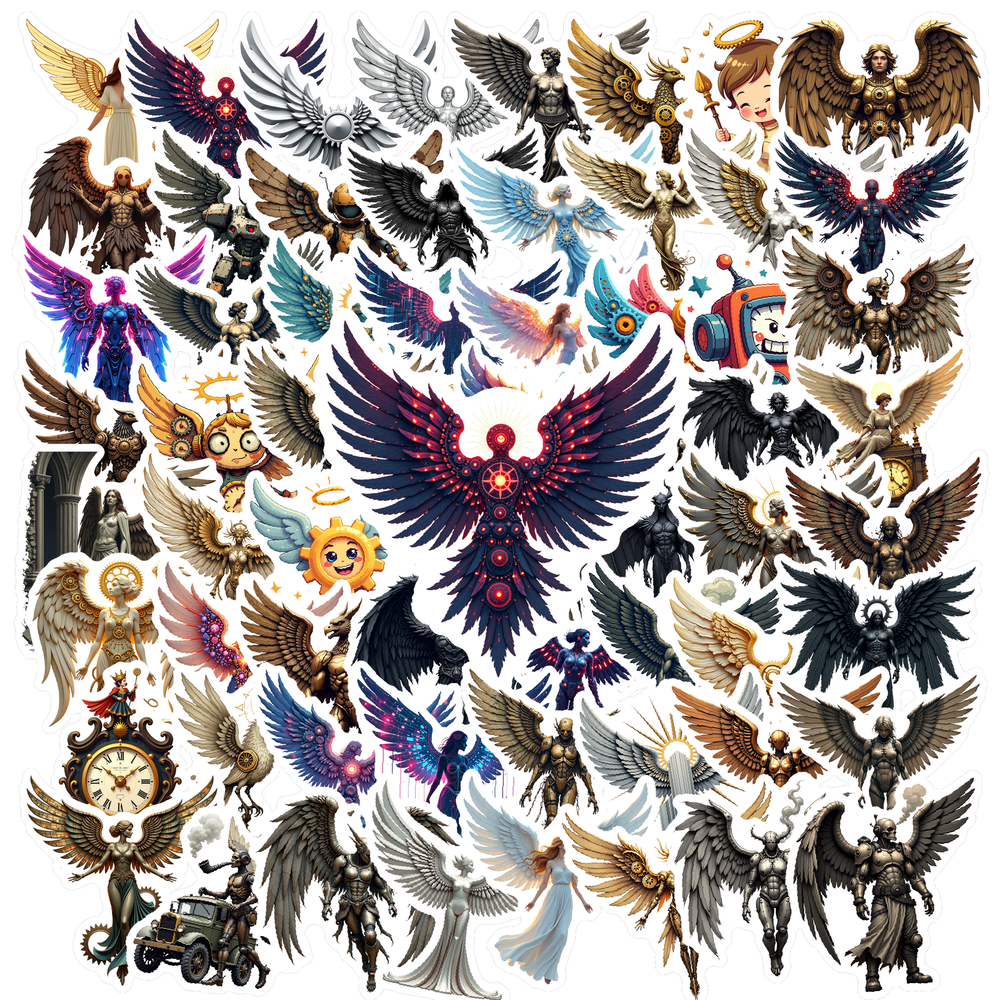 Demon Helmet Sticker Fantasy Angel Demon Theme Stickers, Waterproof Angel Demon Theme ...