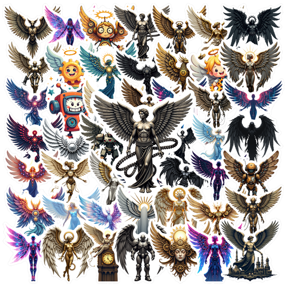 Fantasy Angel Demon Theme Stickers, Waterproof Angel Demon Theme Sticker for Water Bottle Laptop Phone Cases Planner Skateboard Luggage Helmet Party Favor Decor, Ideal for Adults Teens Teacher Rewards