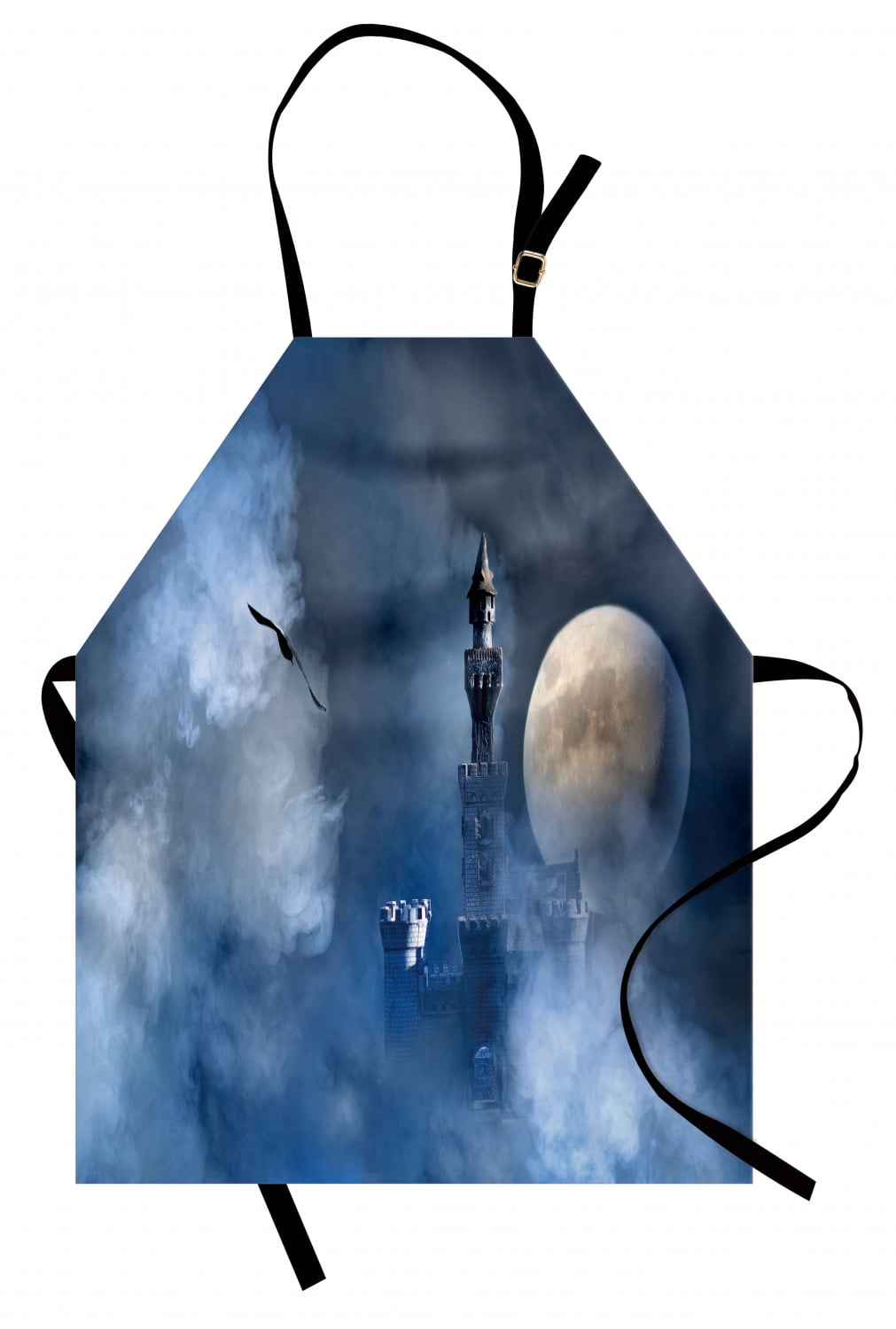 Castle Apron Fantasy Apron Castle on Clouds at Moon Night Scary Gothic Fiction ...