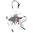 thumbnail image 1 of Fantasy Apron Girl in a Pink Dress Walking with a Giant Wolf Fir Forest and a Small House, Unisex Kitchen Bib Apron with Adjustable Neck for Cooking Baking Gardening, Pink Grey Peach, by Ambesonne, 1 of 3