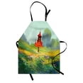 thumbnail image 1 of Fantasy Apron Lady in Floral Field Meadow to Ancient Red Castle before Sublime Mountain Artwork, Unisex Kitchen Bib Apron with Adjustable Neck for Cooking Baking Gardening, Red Green, by Ambesonne, 1 of 3
