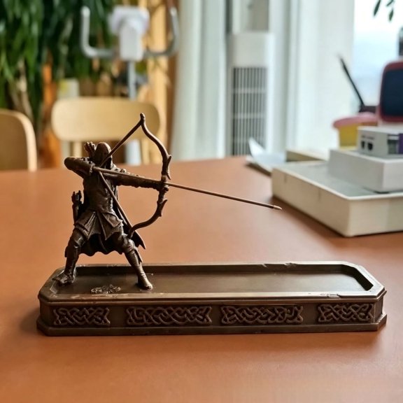 SanjeoR Fantasy Archer Shaped Incense Holder with Ash Tray, 3D Printed, PLA, Unique Stick Incense Burner, Reusable