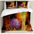 thumbnail image 1 of Fantasy Art House Decor Queen Size Duvet Cover Set, Digitally Saturated Tropical Scene in Extreme Haze Tones Exotic Artwork, Decorative 3 Piece Bedding Set with 2 Pillow Shams, Multi, by Ambesonne, 1 of 3