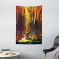 thumbnail image 1 of Fantasy Art House Decor Tapestry, Enchanted World Imaginary Forest with Lights Image Scenery Print, Wall Hanging for Bedroom Living Room Dorm Decor, 40W X 60L Inches, Orange Brown, by Ambesonne, 1 of 5