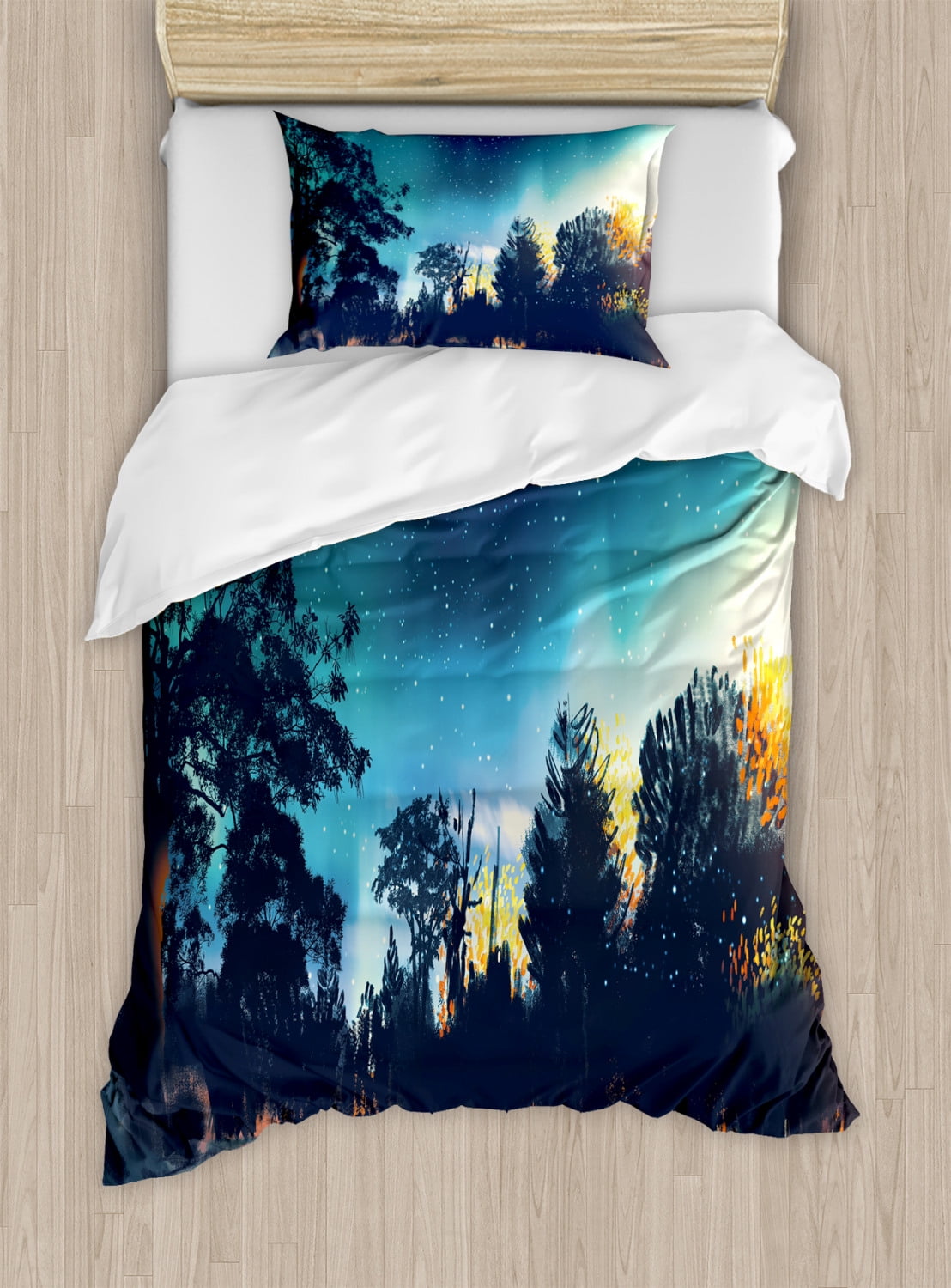 Twin Size Enchanted Night Sky Duvet Cover Set