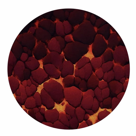 Fantasy Art Print Round , Red Lava Texture Washable Circular Carpet, Non Slip Circle Area Rug Carpet Absorbent Mat for Kitchen Living Room Bedroom Decoration