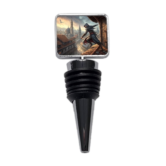 Fantasy Assassin Rogue Thief Rooftop Running Wine Bottle Stopper Cap Plug