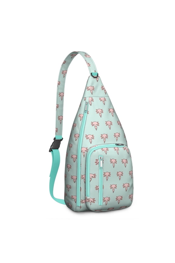 Fantasy Axolotl Shoulder Bag - Whimsical Cartoon Design, Durable Water-resistant Sling Pack, Adjustable Strap & Breathable Fabric for Unisex & Tactical Use (Perfect Cute Gift for Axolotl Fans)