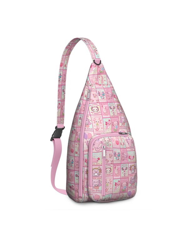 Fantasy Axolotl Shoulder Bag - Whimsical Cartoon Design, Durable Water-resistant Sling Pack, Adjustable Strap & Breathable Fabric for Unisex & Tactical Use (Perfect Cute Gift for Axolotl Fans)