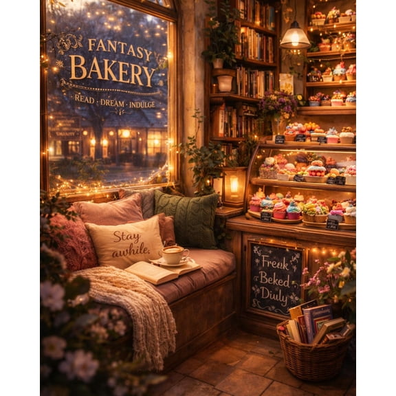 Fantasy Bakery Wall Art, Unframed Paper Poster 8x10in