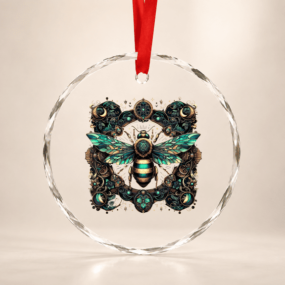 Fantasy Bee Beekeeper Beekeeping Hive Cute Bees Glass Ornament