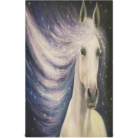 Fantasy Bling Horse Kitchen Dish Towels Set of 1, Galaxy Space Washable Tea Towels Dishcloths Lint-Free 18x28 Inch Fast Drying for Kitchen Restaurant Bar Clean