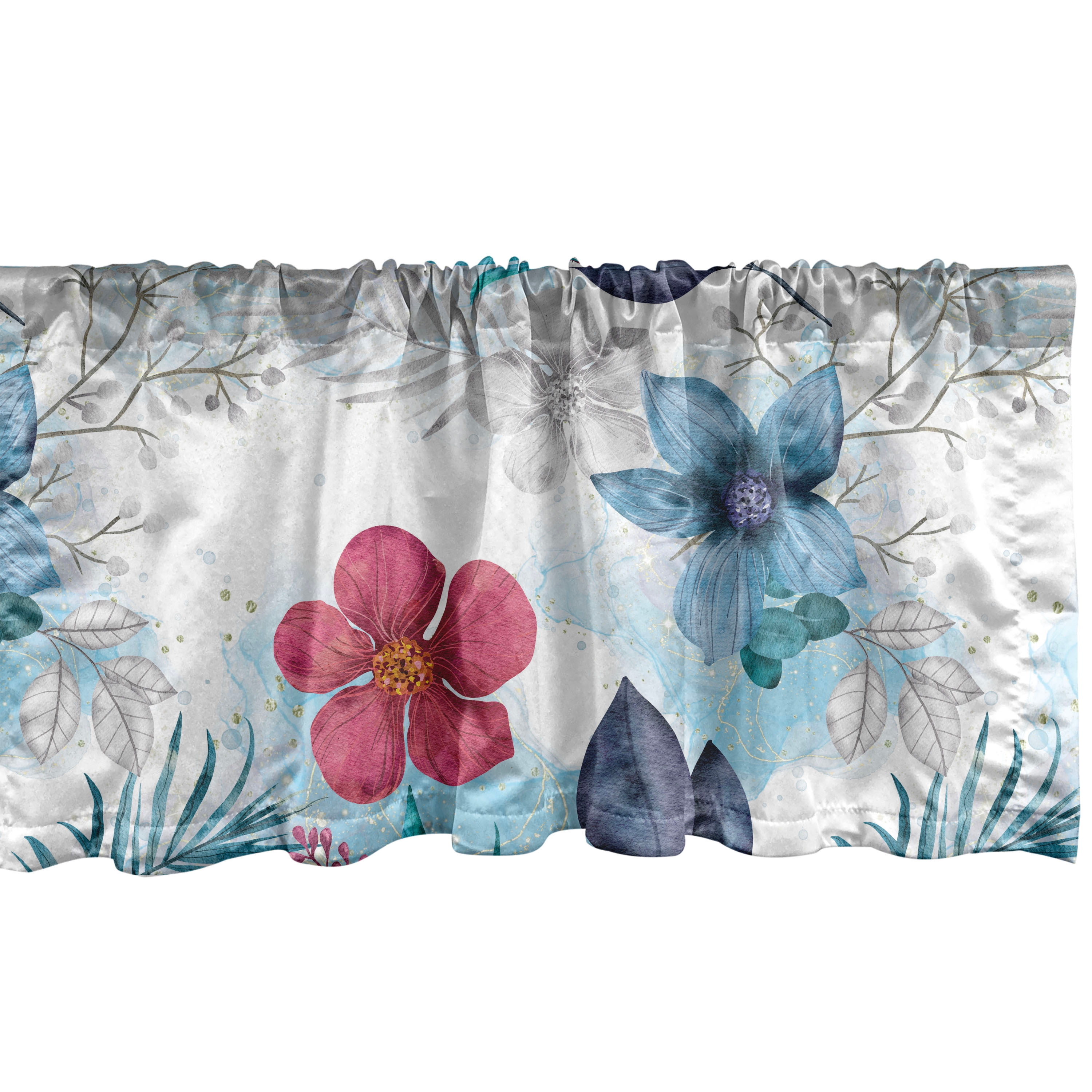Fantasy Blooms Window Valance, Dreamy Winter Colors Flowers with ...