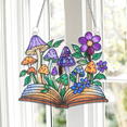 thumbnail image 1 of Fantasy Book Acrylic Suncatcher, Mushrooms Flowers Window Art Book Lover Gift, 1 of 6