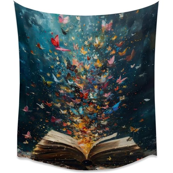 Fantasy Book Art Aesthetic Tapestry Moody Vintage Reading Painting Tapestries Gothic Library Bookish Artwork Wall Hanging Decor for Bedroom Dorm Living Room Gallery white30x40inch