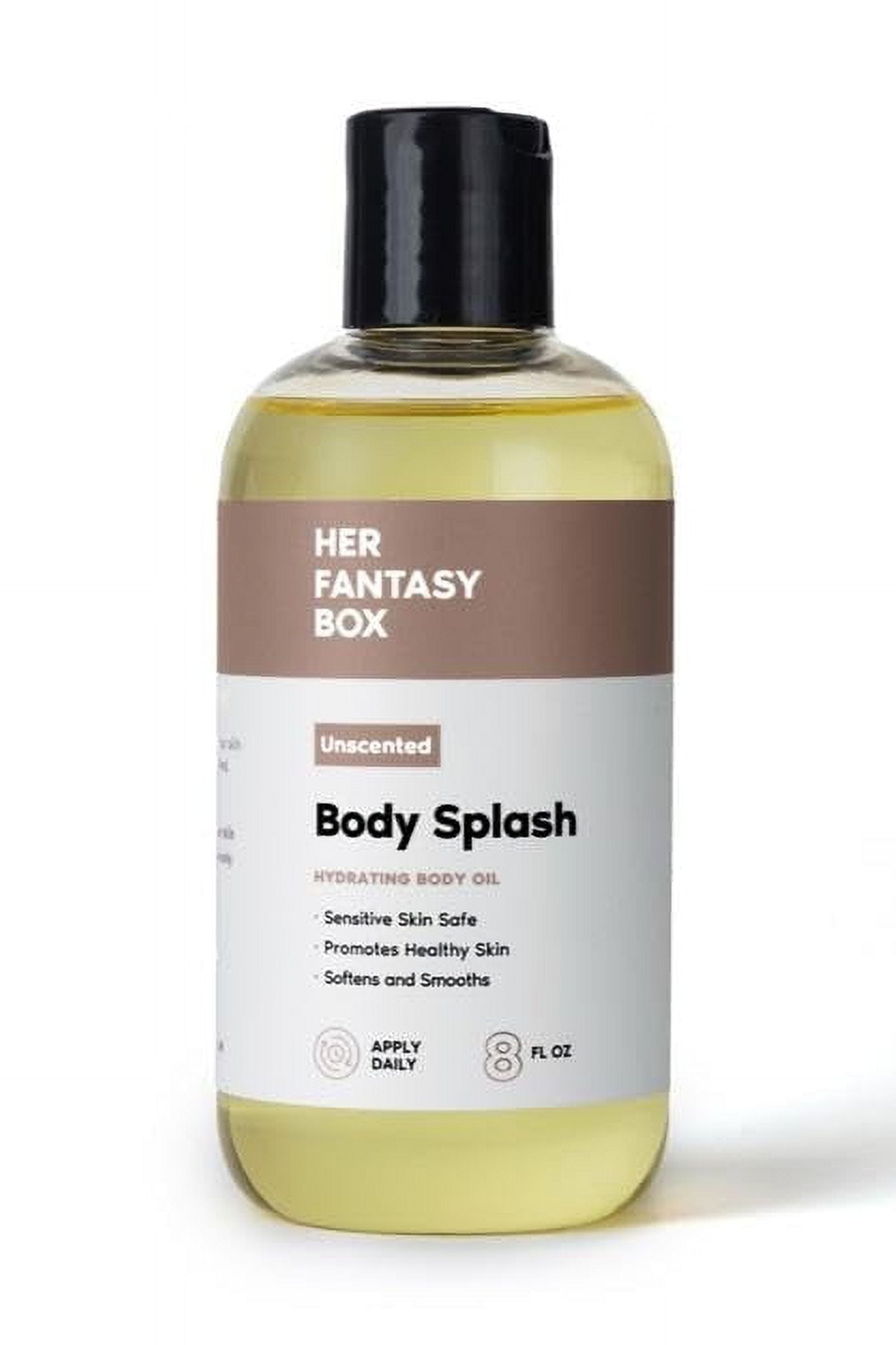 Her Fantasy Box Body Splash Hydrating Body Oil - Moisturizing, Non-Greasy Formula for Soft, Smooth Skin - All-Natural, Lightweight & Nourishing (8 Fl Oz, Unscented)