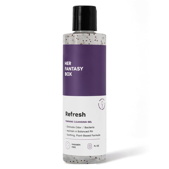 Her Fantasy Box Refresh pH Balancing Shower Gel - Natural Feminine Hygiene Solution for Gentle Cleansing, Odor Control, and Skin Nourishment - pH-Balanced Formula for All Skin Types (16 oz)