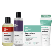 Her Fantasy Box | Soft & Clean Body Hygiene Kit   4-Piece Feminine Care Set with Refresh pH-Balanced Wash, Yummy Body Splash, Everywhere Wipes & Deodorant   Odor-Control, Sensitive Skin Safe