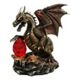 thumbnail image 1 of Fantasy Bronzite Fire Dragon Guarding LED Scaled Egg Decorative Figurine, 1 of 9