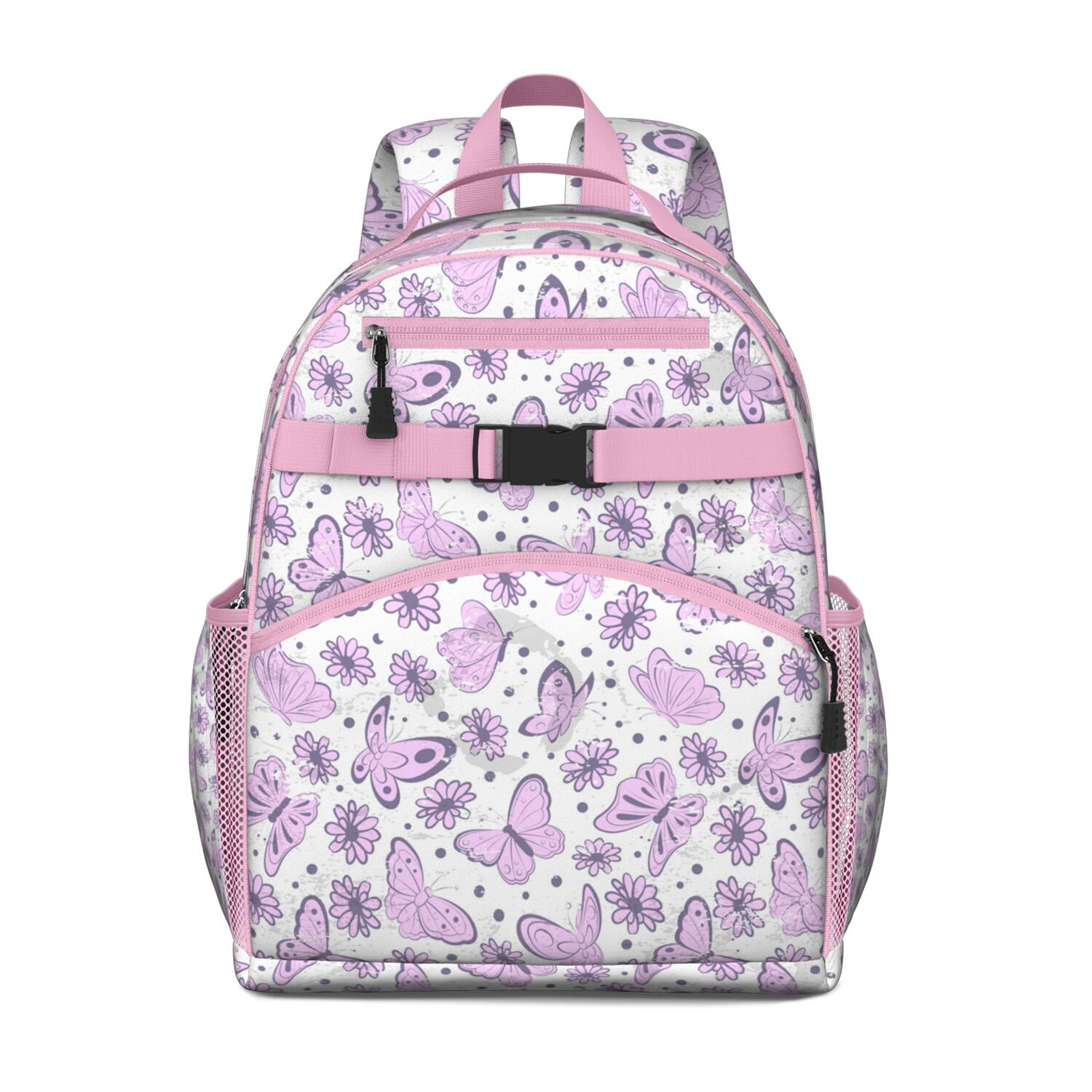 Fantasy Butterfly Backpack Artistic Butterfly and Flowers Pattern with Romantic Watercolor ...