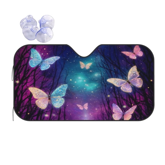 Fantasy Butterfly Night Car Windshield Sun Shade Universal Fit Auto Sun Visor Protector