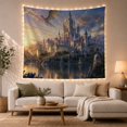 thumbnail image 1 of Fantasy Castle and Dragon Scene with Water Reflection, Majestic Fantasy for Gamers, Medieval Castle Wall Art, Halloween Gift Tapestry Wall Hanging for Bedroom and Living Room, 1 of 7