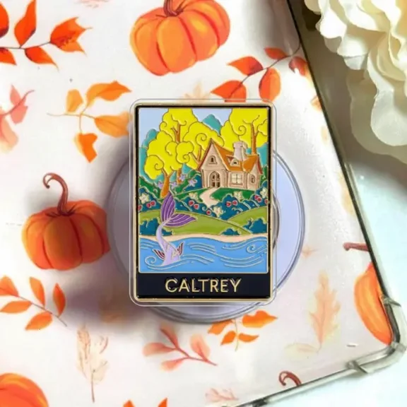 Fantasy Castle Phone Grip, Velaris Navarre Renedawn Caltrey Inspired Phone Holder, 2D Printed Enamel Pin Style Design (Not Real Metal Pin), Bookish Fantasy Phone Stand