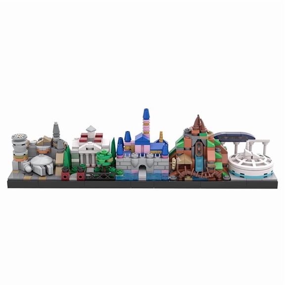 Fantasy Castle Skyline Building Blocks Set, DIY Assembly Architecture Brick Model, Creative Desktop Collectible Building Toy